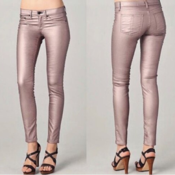 Rag & Bone Rose Gold Metallic Skinny Jeans